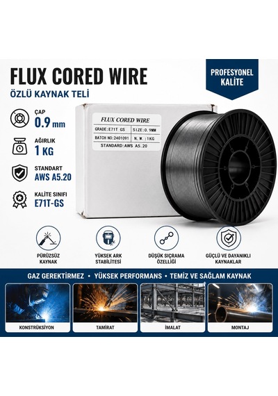 0,9 Mm 1 Kg Özlü Kaynak Teli E71t-gs Gazsız Flux Cored Kaynak Teli