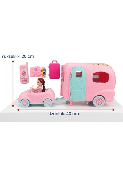 Cindy Nin Harika Karavanı Oyun Seti - Açılabilir Karavan, Pembe Araba Ve Aksesuarlı Oyuncak Bebek Seti