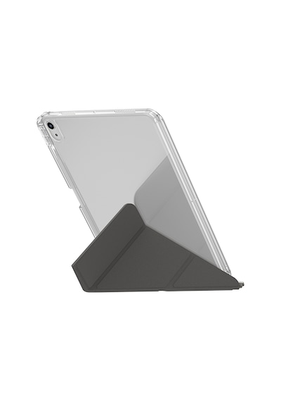 Apple Uyumlu iPad 11.nesil 2025 Kılıf Skinarma Kalemlikli Arkası Şeffaf Standlı Magnetik Zeta Kılıf Gri Kapaklı Kılıf