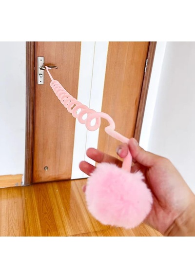 Kapı Askılı İnteraktif Kedi Oyuncağı Pembe Elastik İpli, Peluş Toplu, Zilli, Kediler İçin Stres Azaltıcı, Tek Başına Oyun Ve Avlanma İçgüdüsü Geliştirici Kedi Oyuncağı