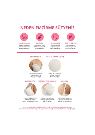 Cottonill Seamless Bra - Nuvia Krem Lazer Kesim Klipsli Önden Açılabilir Rib Dokulu Dikişsiz Emzirme Sütyeni