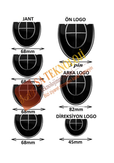 Bmw Uyumlu Logo Seti F44,f52,f82 Kasalara Fulsiyah-3pin-82mm