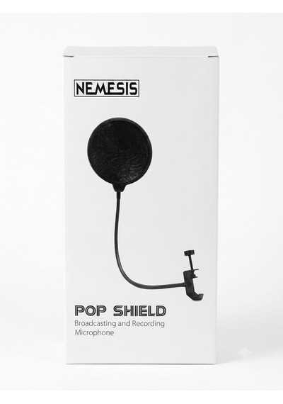 Nemesis Pop Filter Shield Mikrofon Pop Filtresi, 360 Derece Esnek Metal Gövde, Ayarlanabilir Kelepçeli Stüdyo Filtresi