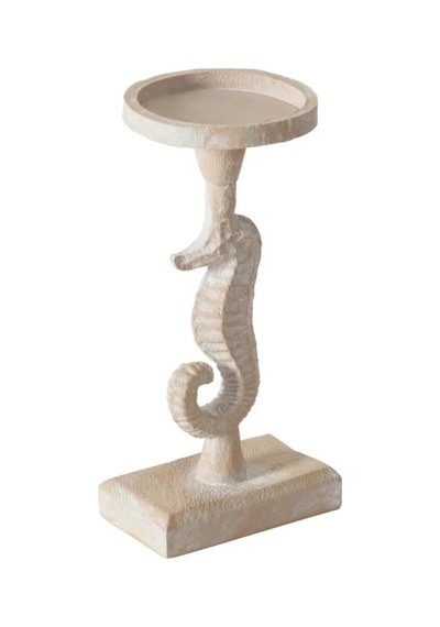 New Seahorse Denizatı Figürlü Dekoratif Mumluk Beyaz 12 10 23 Cm