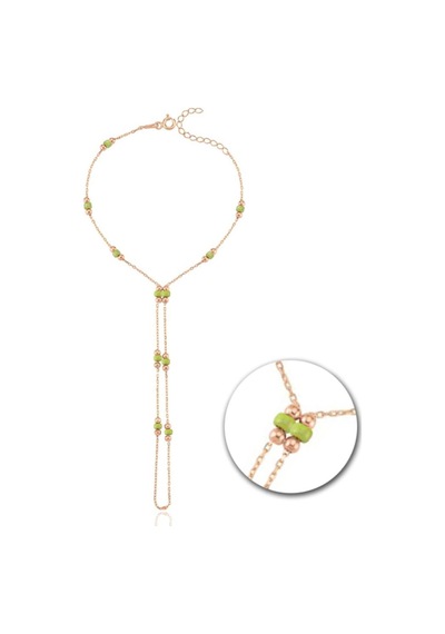 Lime Yeşili Boncuk Detay Rose Renk Gümüş Şahmeran Rose Gold