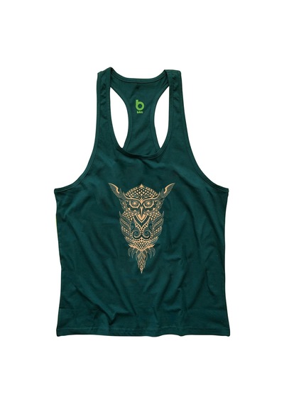 Bluu Owl Fitness Gym Tank Top Sporcu Atleti Koyu Yeşil