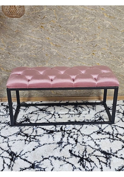 Siyah Boyalı Diktörtgen 100 Cm X 40 Cm Oturak Puf - Bench - Makya Çok Renkli