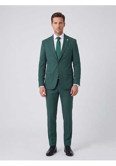 Tk6893 Erkek Klasik 2 Li Takım Elbise 2 Düğmeli Slim Fit Esnek Kumaş Çift Yırtmaçlı 7 Drop Yeşil