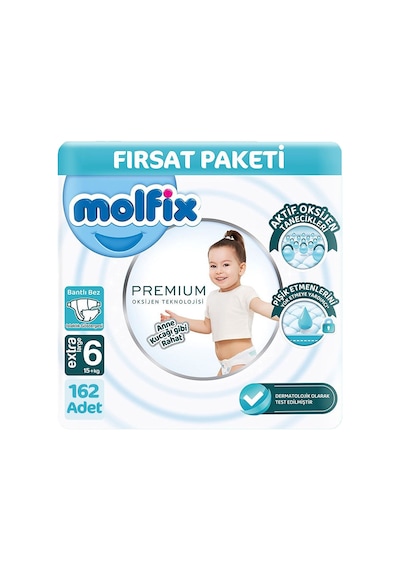 Molfix Premium 6 Beden Bebek Bezi Ultra Fırsat Paketi 54x3 162 Adet 6 Numara