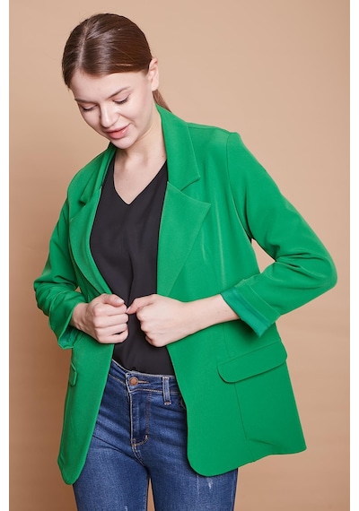 Yakalı Kolu Katlamalı Cep Kapaklı Salaş Boyfriend Oversize Hafif Likralı Kumaş Blazer Ceket -b.yeşil B.yeşili Yakalı Kolu Katlamalı Cep Kapaklı Salaş Boyfriend Oversize Hafif Likralı Kumaş Blazer Ceket -b.yeşil B.yeşili