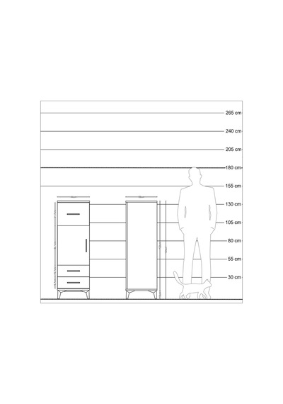 Kronos Dolap 2 Raflı 3 Çekmeceli Tek Kapaklı 44x59x134 Çam-çam Atlas Çam