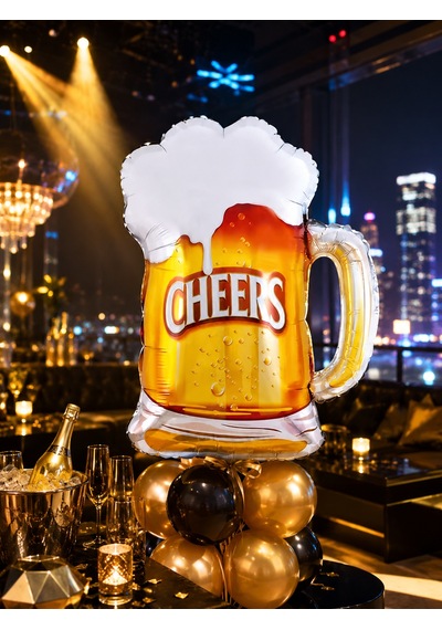 Folyo Balon Cheers Bira Bardağı 70x56 Cm Yılbaşı Parti Süsü Dekor Eğlence Balonu Çok Renkli