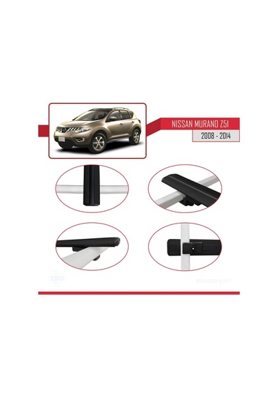 Nissan Murano Z51 2008-2014 Arası İle Uyumlu Basic Model Ara Atkı Tavan Barı Siyah 3 Adet