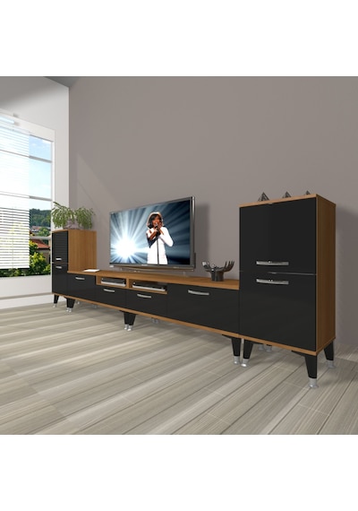 Decoraktiv Eko 9200 Mdf Silver Tv Ünitesi Tv Sehpası Ceviz - Siyah