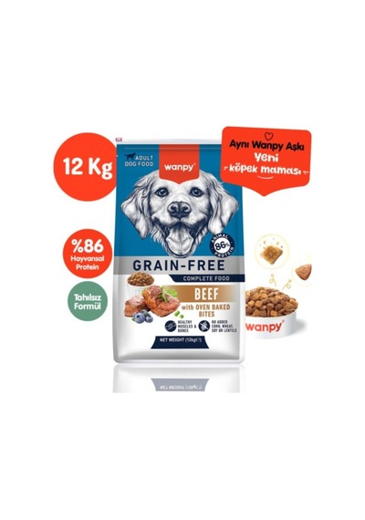 Wanpy Tahılsız Adult Sığır Etli Yetişkin Köpek Maması 12 Kg