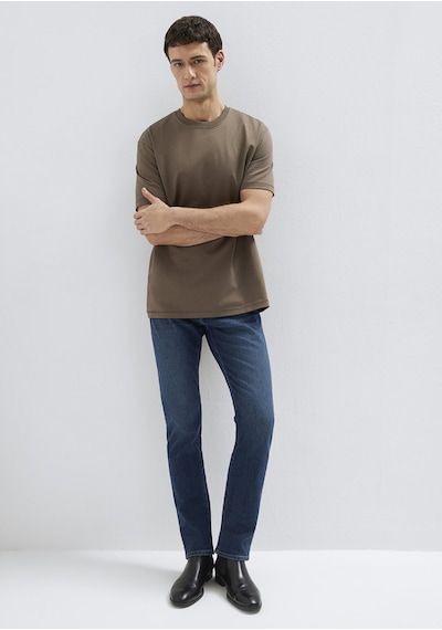 Mavi - Kahverengi Basic Tişört 0612269-83866 Kahverengi