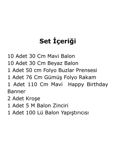 5 Yaş Frozen Tema Prenses Folyo Balon Mavi Beyaz Balon Gümüş Rakam Mavi Banner Doğum Günü Seti Çok Renkli