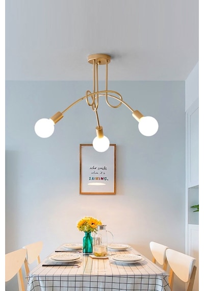 Ömür Avize Venita Modern Goldtasarım Üçlü Avize Beyaz