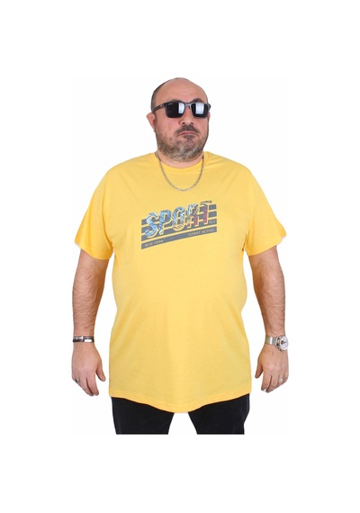 Moc Grande Mocgrande Erkek Büyük Beden Sıfır Yaka Tişört Sport 25162 Sarı Sarı