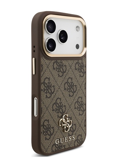 Apple Uyumlu iPhone 17 Pro Guess Lisanslı 4g Yazı Logolu Kılıf&ekran&lens Koruyucu 3in1 Aksesuar Seti Kahverengi Kahverengi