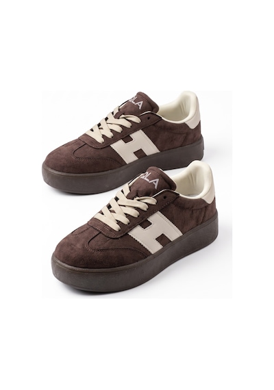 V.S.H Velvet Kadın Yüksek Tabanlı Kahverengi Sneaker Spor Ayakkabı Terra -2518