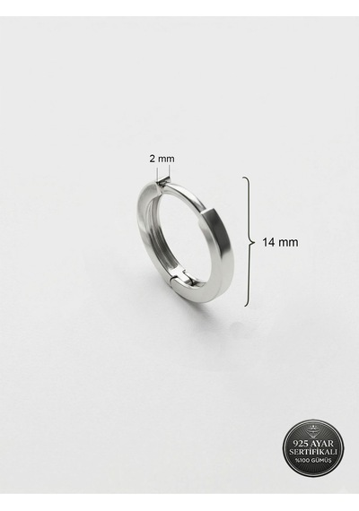925 Ayar Gümüş Rodyum Kaplama Yuvarlak Unisex Halka Küpe - Çift 2x14mm Rze10292