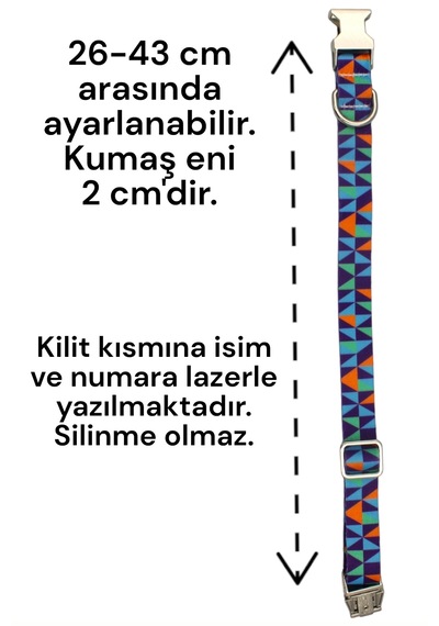 Caramelos İsimli Köpek Tasması, Köpek Künyesi, Köpek İsimlik 110 Turuncu - Yeşil