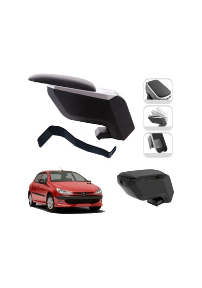 Mis Paket Peugeot 206 1998-2013 Delmesiz Çelik Ayaklı Kolçak + Askılı Koku + Micro Fiber Bez + Torpido Süngeri