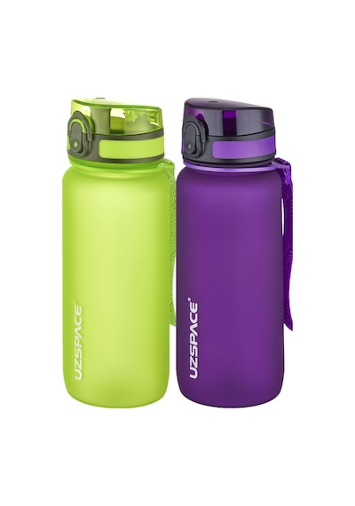 Uzspace 2'li Tritan Matara Seti 650 Ml 14 Farklı Renk Seçeneği Fiftyfifty -3037seta Yeşil-Mor