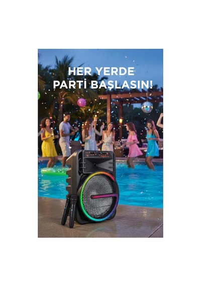 P-08 Bluetooth Hoparlör Kablosuz Tekerlekli Taşınabilir Kablosuz Speaker Toplantı Anfisi