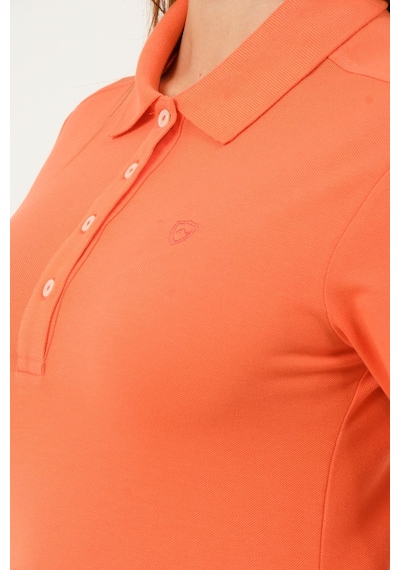 Msw Kadın Uzun Kollu Regular Fit Polo Yaka T-shirt Coral
