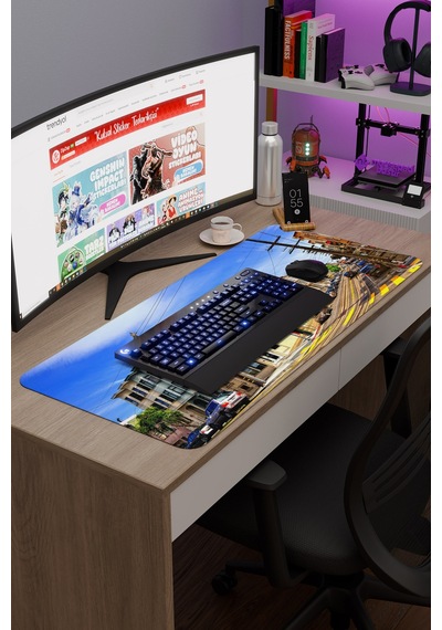 San Francisco Kaliforniya Abd 2 V1 90x40 Xxl Gaming Kauçuk Kaymaz Taban Mouse Pad Fare Altlığı