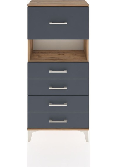 Hyperion Dolap Tek Raflı 5 Çekmeceli 60x44x134 Çam-antrasit Atlas Çam