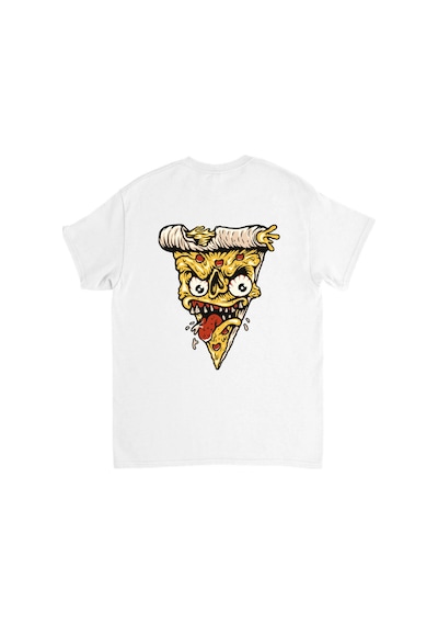 Paybuy Erkek Komik Pizza Yüz Baskılı Kısa Kollu Tişört %100 Pamuk Rahat Beyaz