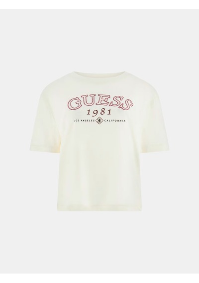 Guess Arianna Boxy Logo Kadın T-shirt V6gı04k2965 Krem