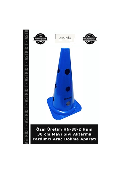 Özel Üretim Hn-38-2 Huni 38 Cm Mavi Sıvı Aktarma Yardımcı Araç Dökme Aparatı