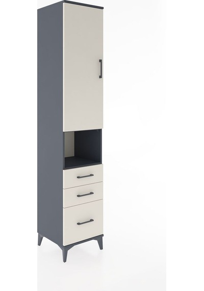 Hyperion Dolap 3 Raflı 3 Çekmeceli Tek Askılı 44x44x221 Antrasit-aytaşı Antrasit