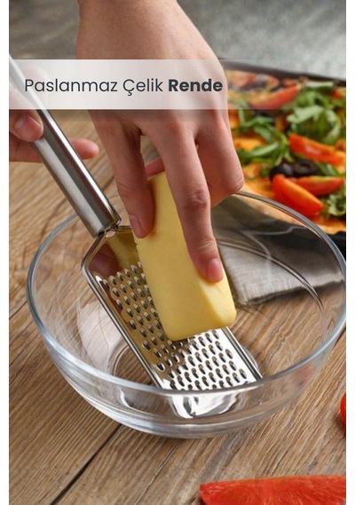 Paslanmaz Çelik Kaşar Havuç Ve Sarımsak Rendesi Krom