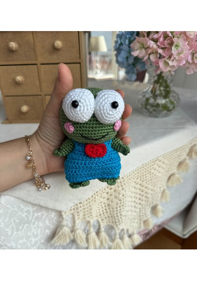 Amigurumi Keroppi Oyuncak 15 Cm