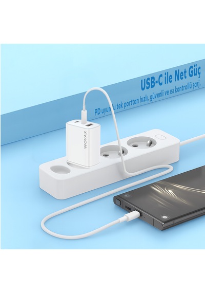 Woyax Hızlı Şarj Aleti 65w Type-c Kablo Beyaz Android / Tablet / Apple Uyumlu iPhone / Macbook/ Laptop
