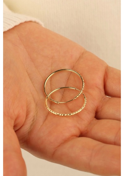14 Ayar 2.3 Cm Halka Altın Küpe