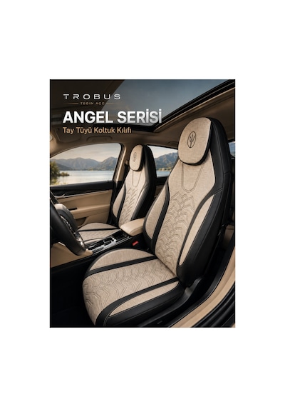 Geely Emgrand 2010-2012 Uyumlu Angel Serisi Bej Siyah Oto Koltuk Kılıfı