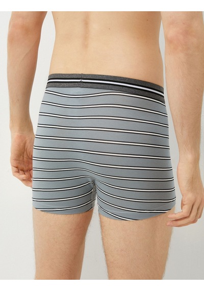 Koton 3'Lü Boxer Seti Beli Lastikli Gri Çizgili 3Slm90036Mk 3Slm90036Mk03K