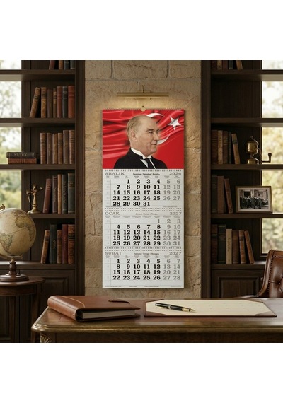 2027 Yılı 33x86 Cm Spiralli Denizci Takvimi 3 Aylık Atatürk 2