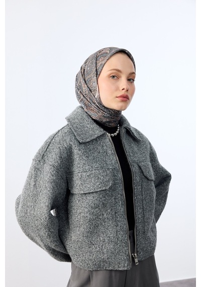 Mirsoy Scarf Zümra Desen Eşarp Antrasit
