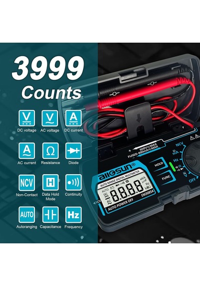Dijital Multimetre Cep Boyutu Dc Ac Voltaj Akım Test Cihazı Ncv Ohm Kapasitans Frekans Diyot Ve Süreklilik Testi Otom