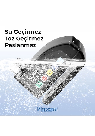 Microcase Alarmlı Motosiklet Disk Kilidi 110db/130db Yüksek Sesli - Su Geçirmez Anahtarsız Bas Kilitle Scooter Bisiklet E-bike E-scooter Uyumlu 7mm Kilit Pimi - Al5872 Siyah