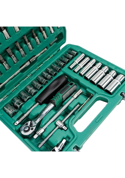 6577 Lokma Ve Lokmalı Bits Uç Takımı 1/4" - 53 Parça 72 Diş Cırcır Kollu