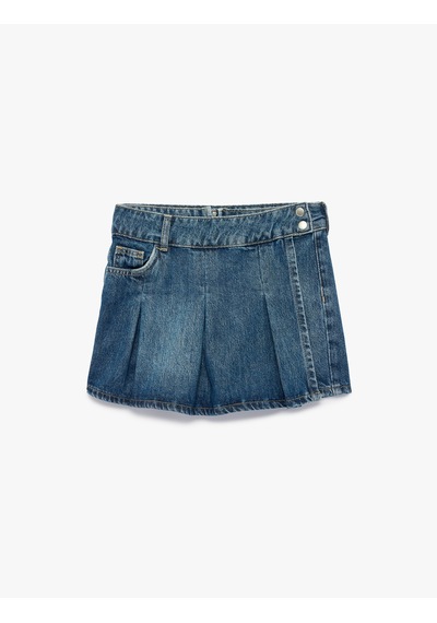 Koton Pamuklu Pileli Cepli Denim Şort Etek Orta İndigo 6skg40080ad Koton Pamuklu Pileli Cepli Denim Şort Etek Orta İndigo 6skg40080ad