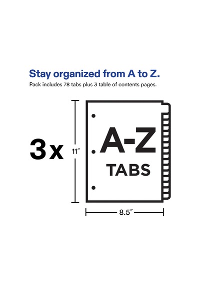 Lexroo 3 Halka Bağlayıcı İçin A-z Tab Bölücüler, Özelleştirilebilir İçindekiler, Çok Renkli Sekmeler